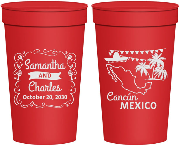 Personalized Wedding 32 oz Stadium Cups - Mexico | 535
