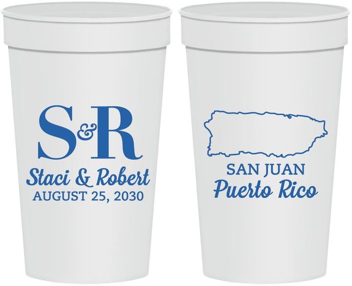 Personalized Wedding 32 oz Stadium Cups - Puerto Rico | 538