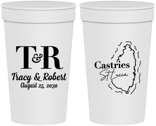 Personalized Wedding 32 oz Stadium Cups - St Lucia | 540