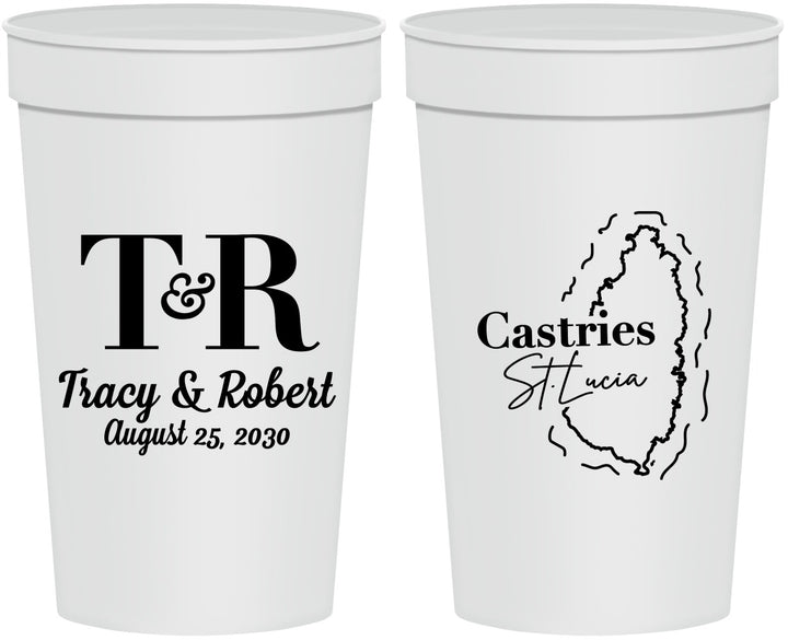 Personalized Wedding 32 oz Stadium Cups - St Lucia | 540