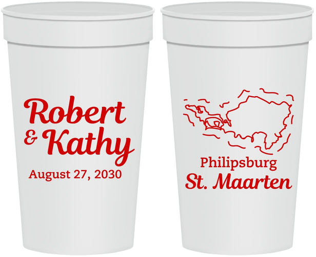 Personalized Wedding 32 oz Stadium Cups - St Maarten | 542