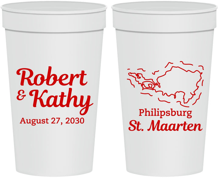Personalized Wedding 32 oz Stadium Cups - St Maarten | 542