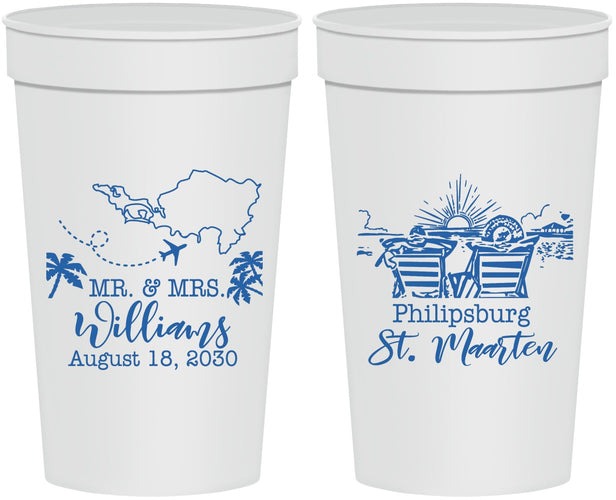 Personalized Wedding 32 oz Stadium Cups - St Maarten | 543