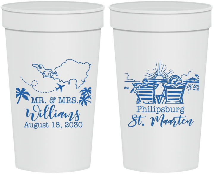Personalized Wedding 32 oz Stadium Cups - St Maarten | 543