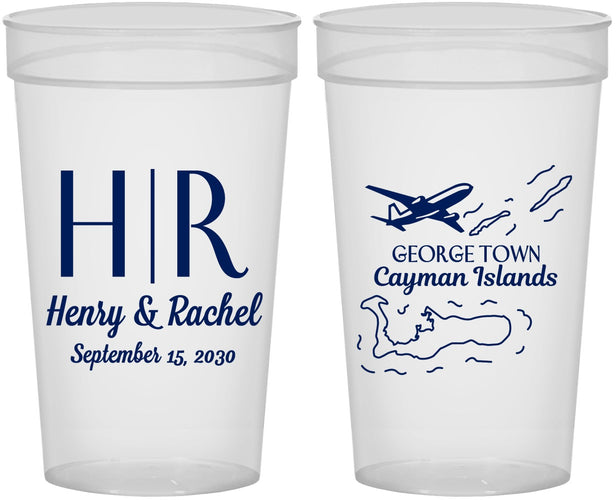Personalized Wedding 32 oz Stadium Cups - Cayman Island | 544