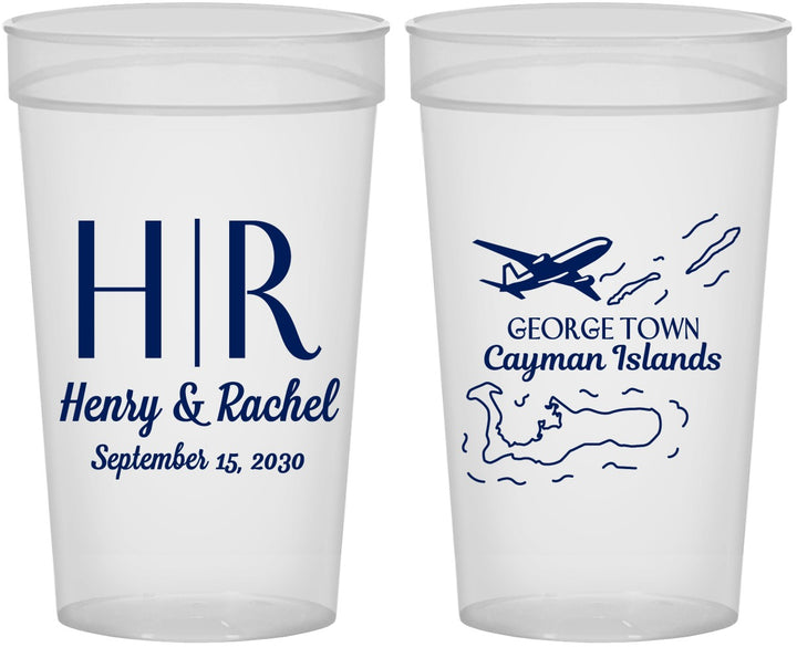 Personalized Wedding 32 oz Stadium Cups - Cayman Island | 544