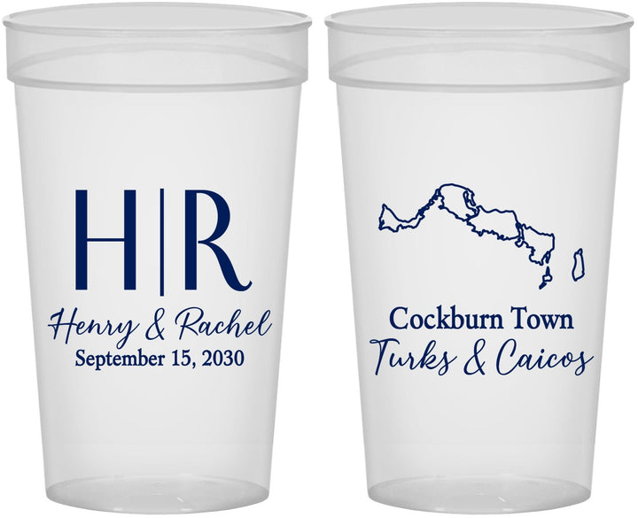 Personalized Wedding 32 oz Stadium Cups - Turks And Caicos | 546