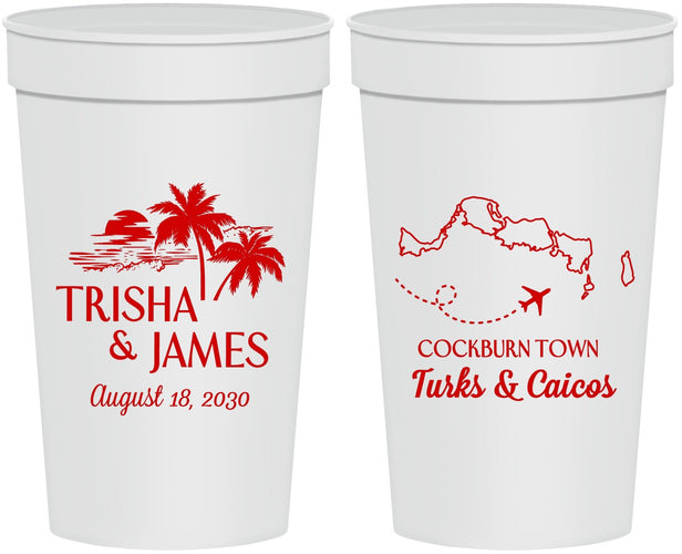 Personalized Wedding 32 oz Stadium Cups - Turks And Caicos | 547