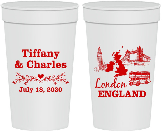 Personalized Wedding 32 oz Stadium Cups - England | 549