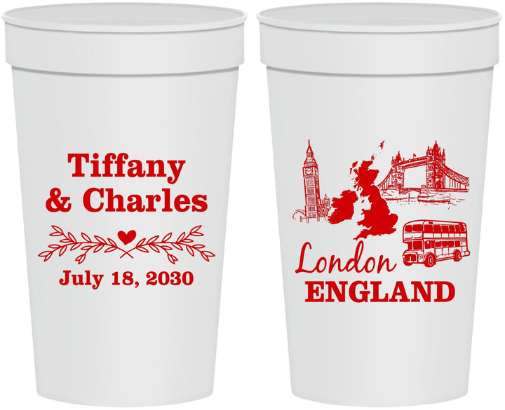 Personalized Wedding 32 oz Stadium Cups - England | 549