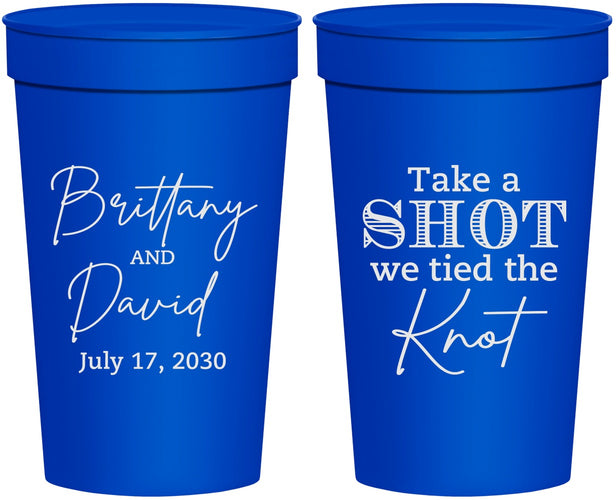 Personalized Wedding 32 oz Stadium Cups - Take A Shot We Tied The Knot | 550