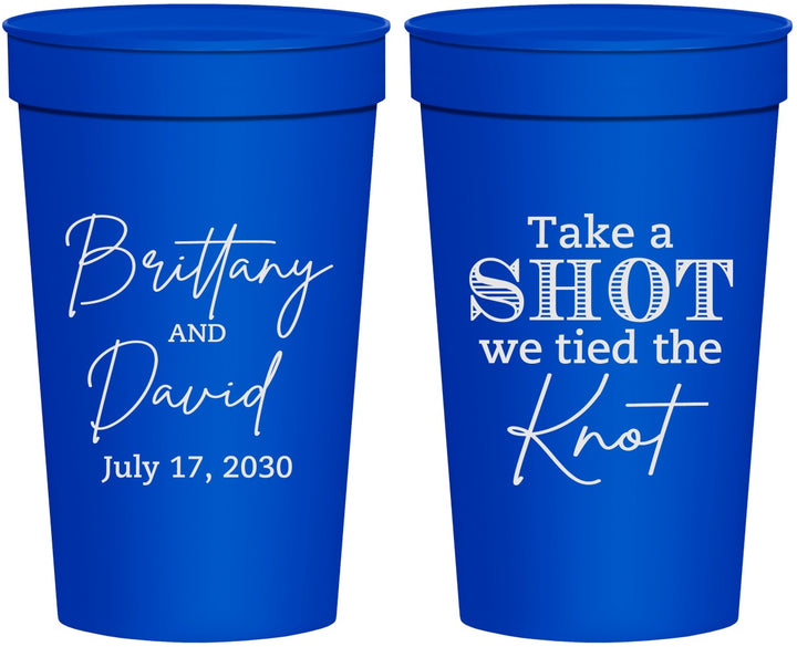 Personalized Wedding 32 oz Stadium Cups - Take A Shot We Tied The Knot | 550
