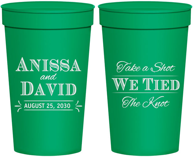 Personalized Wedding 32 oz Stadium Cups - Take A Shot We Tied The Knot | 551