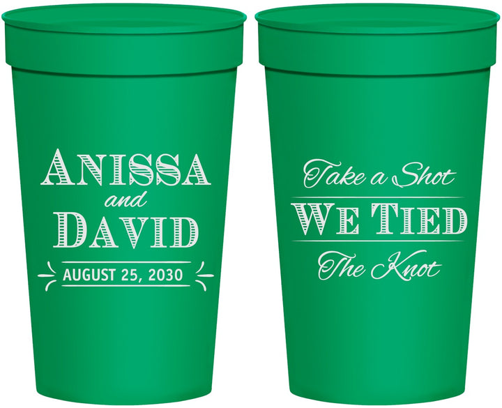 Personalized Wedding 32 oz Stadium Cups - Take A Shot We Tied The Knot | 551