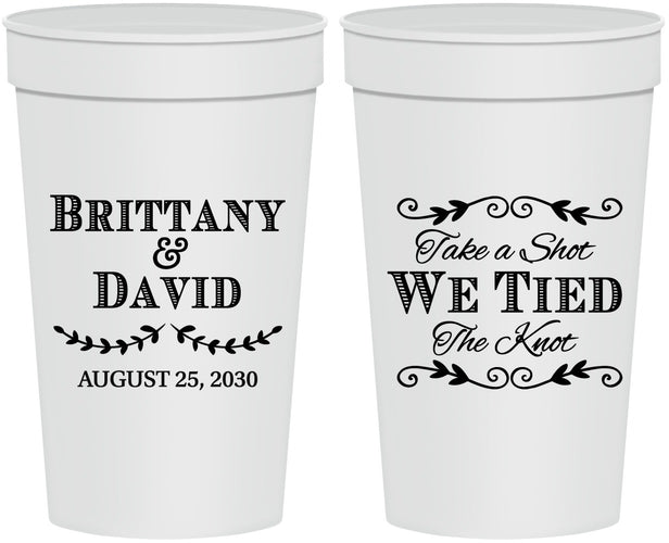 Personalized Wedding 32 oz Stadium Cups - Take A Shot We Tied The Knot | 552