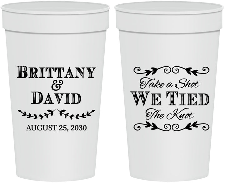Personalized Wedding 32 oz Stadium Cups - Take A Shot We Tied The Knot | 552