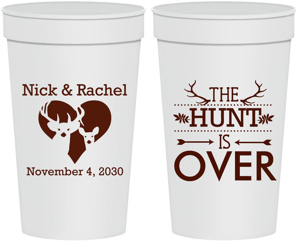 Personalized Wedding 32 oz Stadium Cups - The Hunt Is Over | 554
