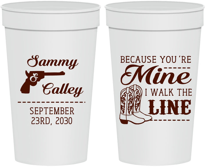 Personalized Wedding 32 oz Stadium Cups - I Walk The Line | 555