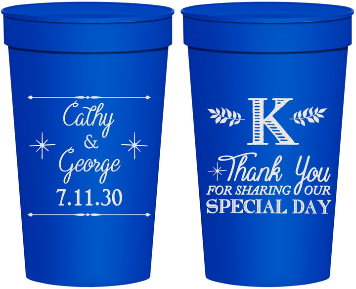 Personalized Wedding 32 oz Stadium Cups - Monogram | 556