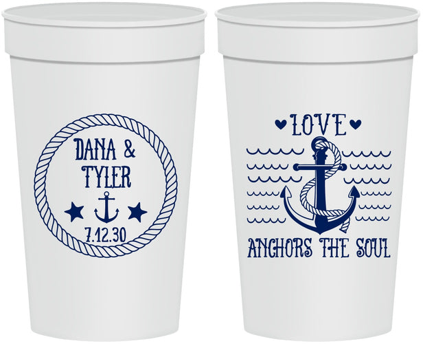Personalized Wedding 32 oz Stadium Cups - Anchor The Soul | 558