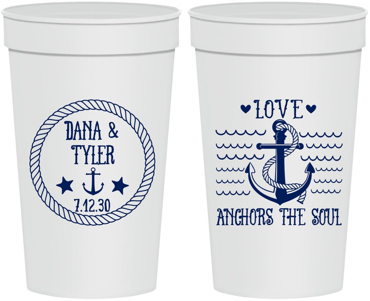 Personalized Wedding 32 oz Stadium Cups - Anchor The Soul | 558