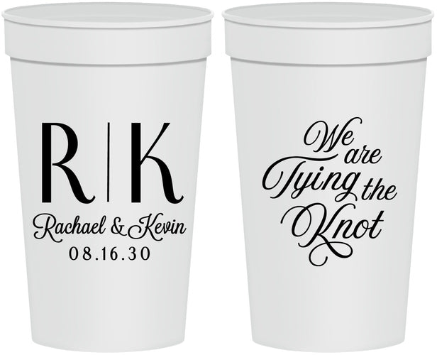 Personalized Wedding 32 oz Stadium Cups - Monogram Tying Knot | 559