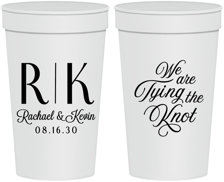 Personalized Wedding 32 oz Stadium Cups - Monogram Tying Knot | 559