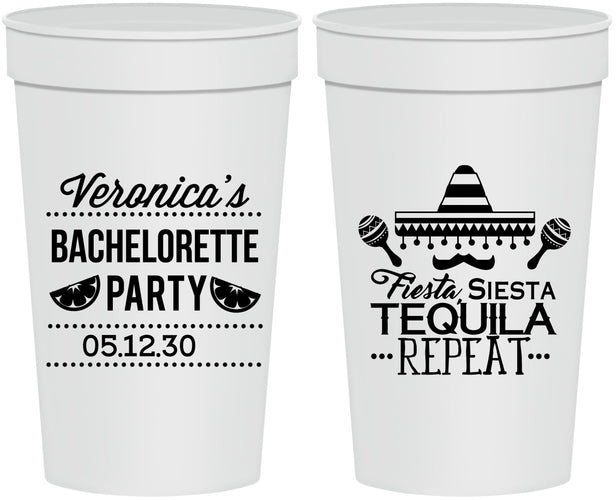 Personalized Bachelorette 32 oz Stadium Cups - Fiesta Siesta Tequila Repeat | 60000