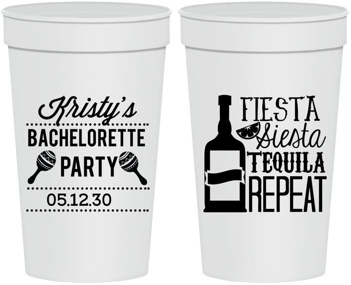 Personalized Bachelorette 32 oz Stadium Cups - Fiesta Siesta Tequila Repeat | 60002