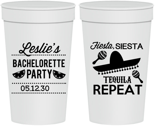 Personalized Bachelorette 32 oz Stadium Cups - Fiesta Siesta Tequila Repeat | 60003