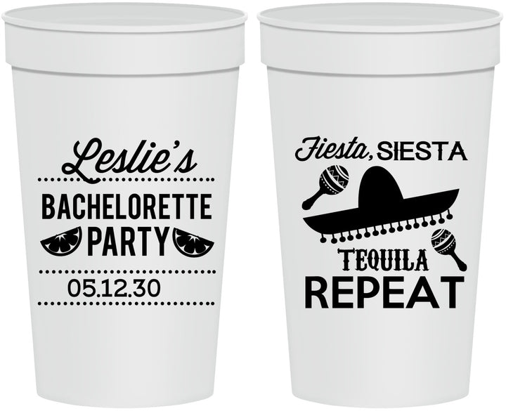Personalized Bachelorette 32 oz Stadium Cups - Fiesta Siesta Tequila Repeat | 60003