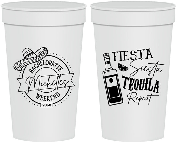 Personalized Bachelorette 32 oz Stadium Cups - Fiesta Siesta Tequila Repeat | 60004