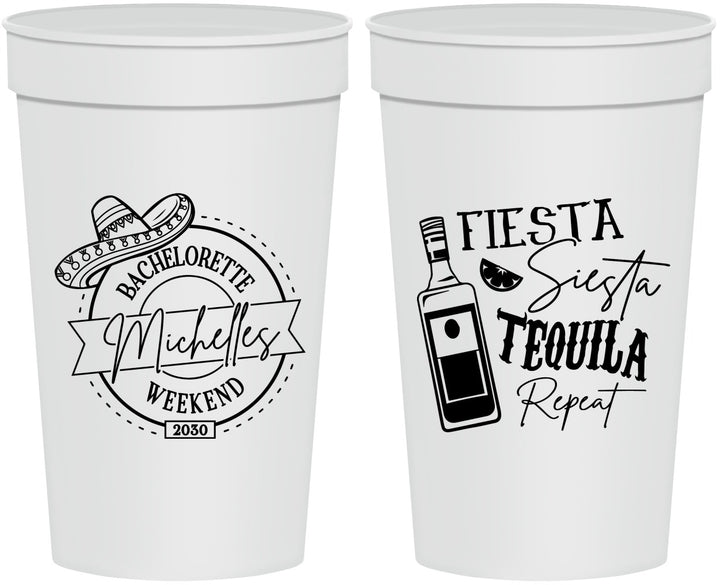 Personalized Bachelorette 32 oz Stadium Cups - Fiesta Siesta Tequila Repeat | 60004