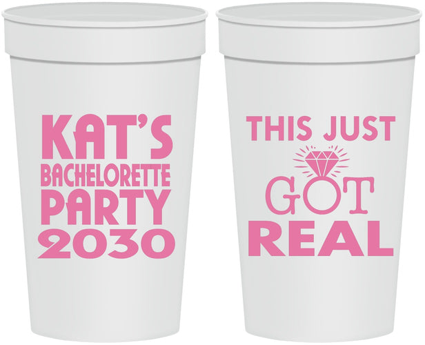 Personalized Bachelorette 32 oz Stadium Cups - This Just Got Real | 60013