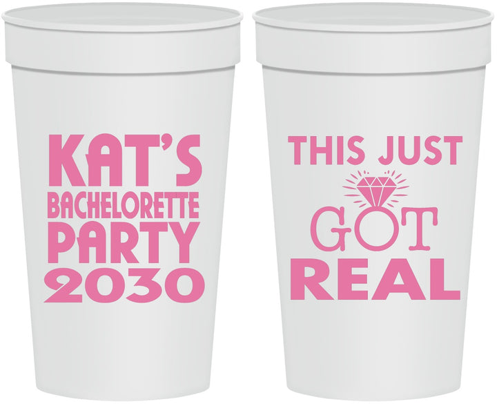Personalized Bachelorette 32 oz Stadium Cups - This Just Got Real | 60013