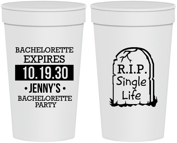Personalized Bachelorette 32 oz Stadium Cups - Rip Single Life | 60014