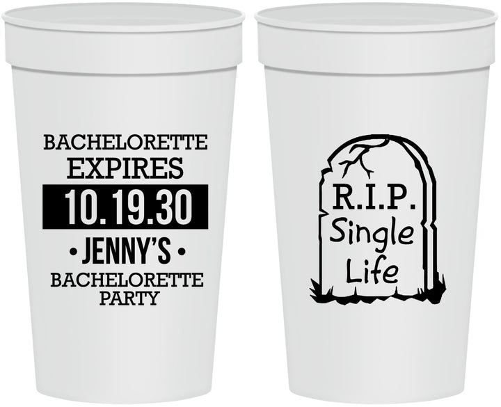 Personalized Bachelorette 32 oz Stadium Cups - Rip Single Life | 60014