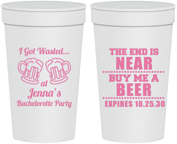 Personalized Bachelorette 32 oz Stadium Cups - I Got Wasted | 60015
