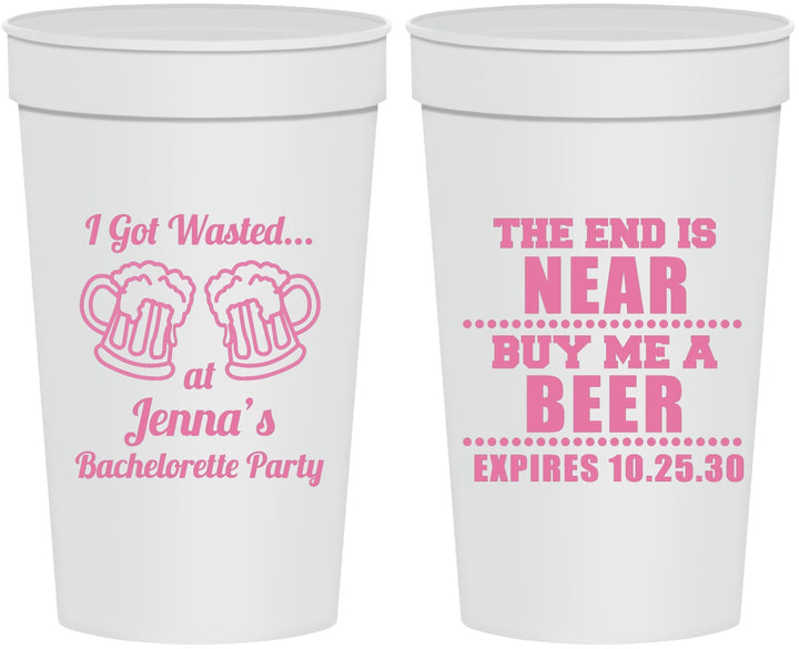 Personalized Bachelorette 32 oz Stadium Cups - I Got Wasted | 60015