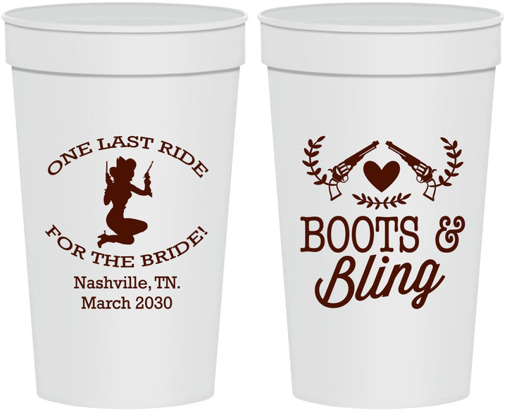 Personalized Bachelorette 32 oz Stadium Cups - One Last Ride | 60024