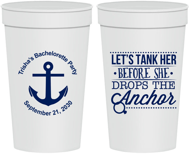 Personalized Bachelorette 32 oz Stadium Cups - Tank Her Drop Anchor | 60026