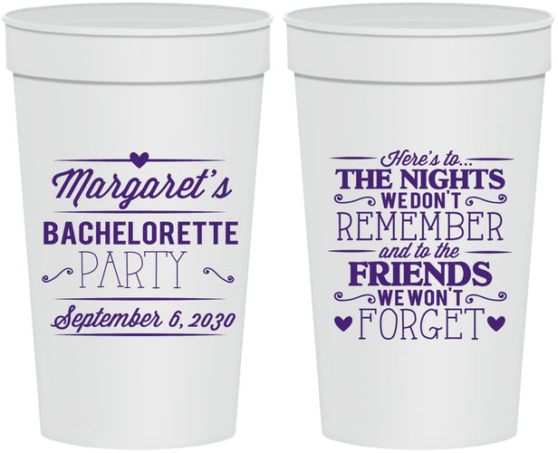 Personalized Bachelorette 32 oz Stadium Cups - Nights Remember | 60034