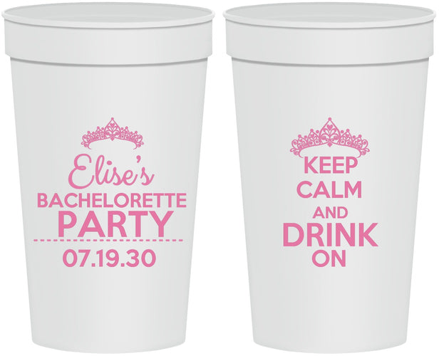 Personalized Bachelorette 32 oz Stadium Cups - Keep Calm Drink On | 60036