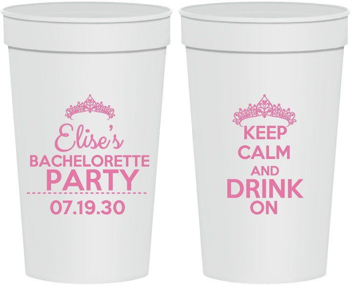 Personalized Bachelorette 32 oz Stadium Cups - Keep Calm Drink On | 60036