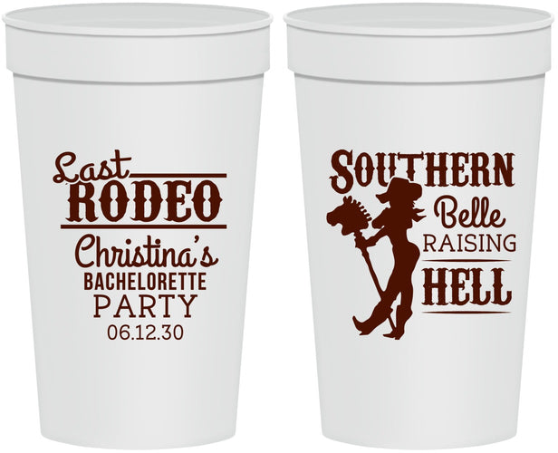 Personalized Bachelorette 32 oz Stadium Cups - Raising Hell Last Rodeo | 60042