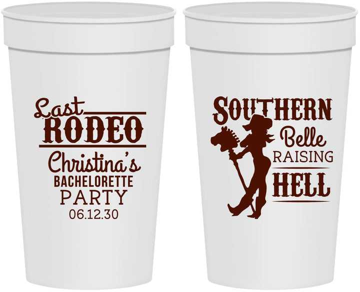 Personalized Bachelorette 32 oz Stadium Cups - Raising Hell Last Rodeo | 60042