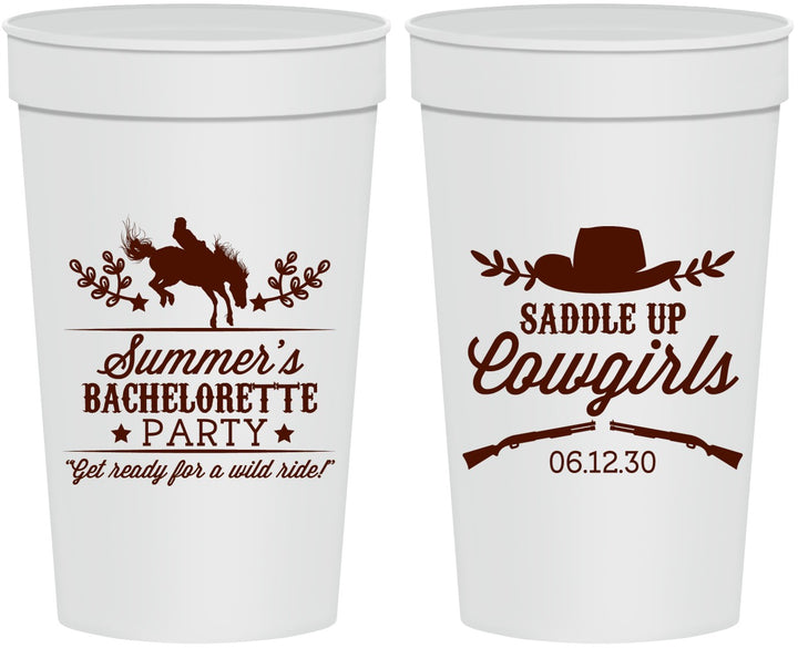 Personalized Bachelorette 32 oz Stadium Cups - Saddle Up Cowgirls | 60045