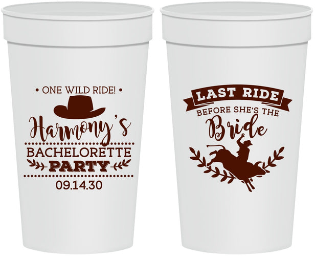 Personalized Bachelorette 32 oz Stadium Cups - Last Ride Before Bride | 60046