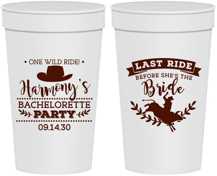 Personalized Bachelorette 32 oz Stadium Cups - Last Ride Before Bride | 60046
