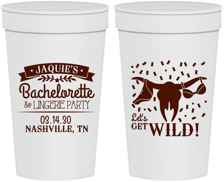 Personalized Bachelorette 32 oz Stadium Cups - Lets Get Wild Cowgirl | 60048